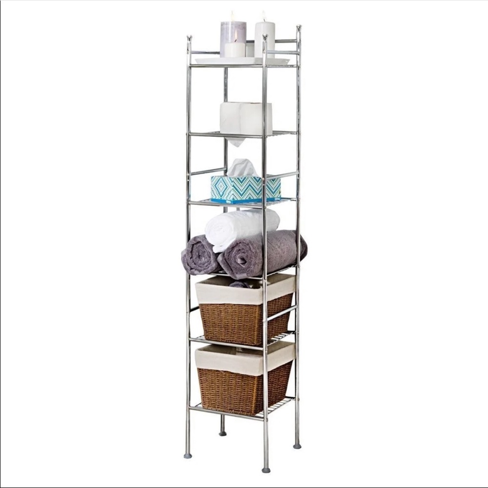 6 Tier Chrome Bathroom Storage Shelving NEW
